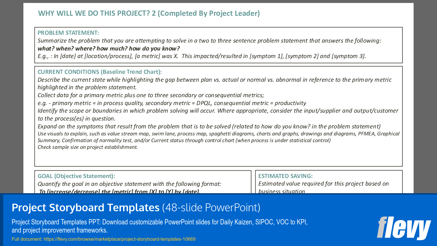 Project Storyboard Templates (48-slide PPT PowerPoint presentation slide deck (PPTX)) Preview Image