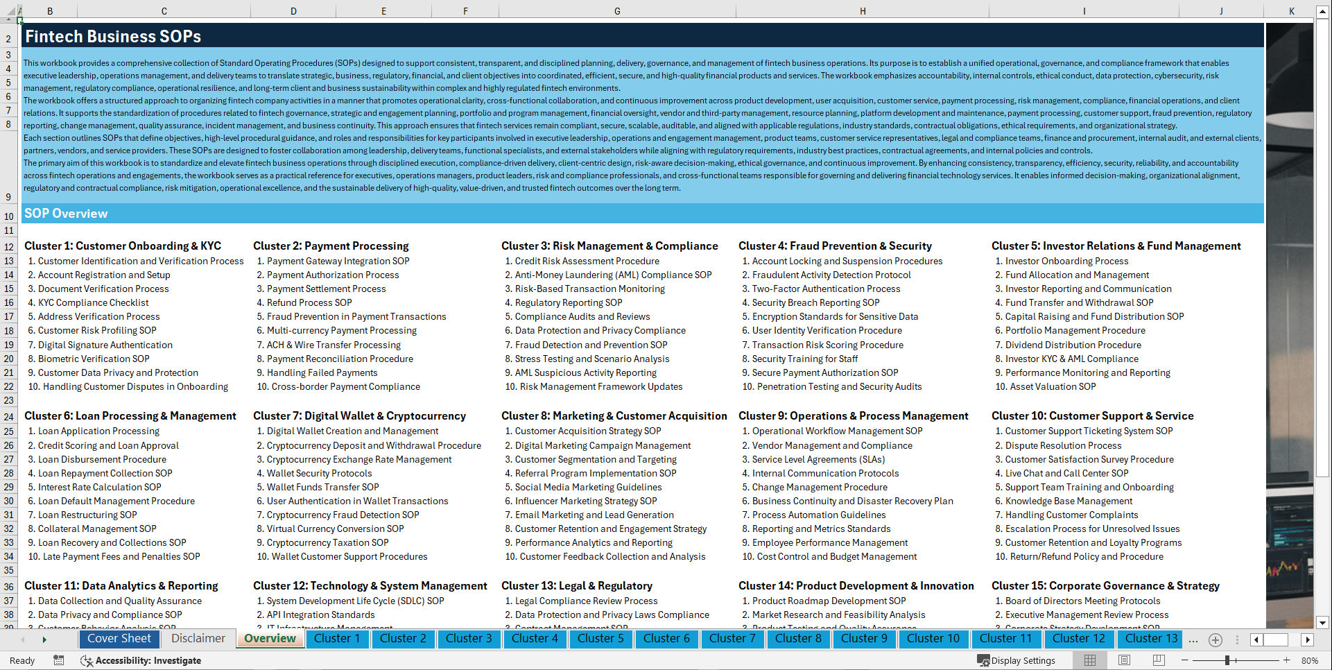 100+ Fintech Business SOPs (Excel template (XLSX)) Preview Image