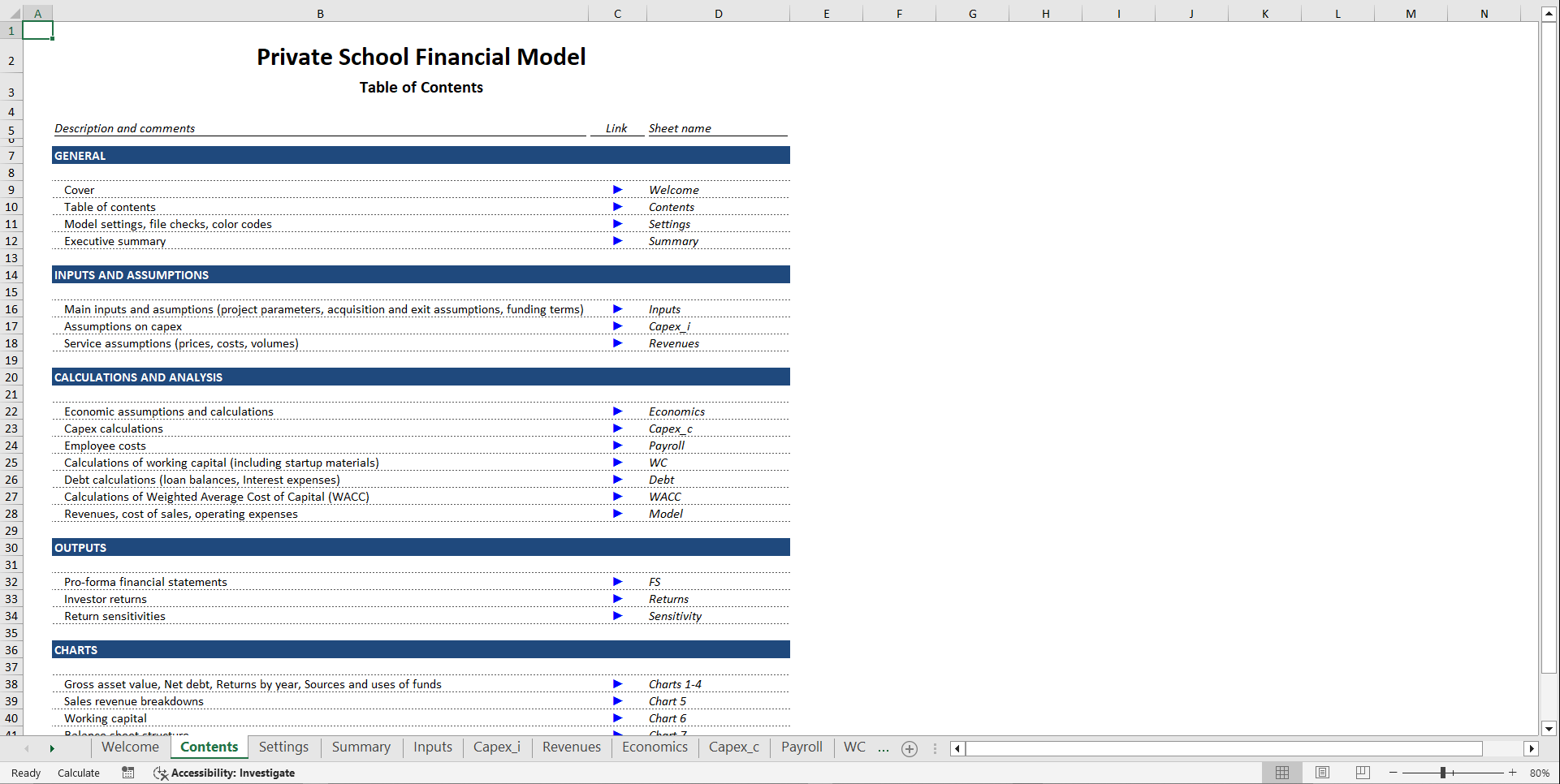Private School Financial Model (Excel template (XLSX)) Preview Image
