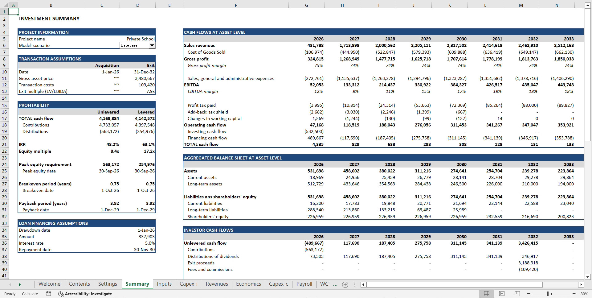Private School Financial Model (Excel template (XLSX)) Preview Image