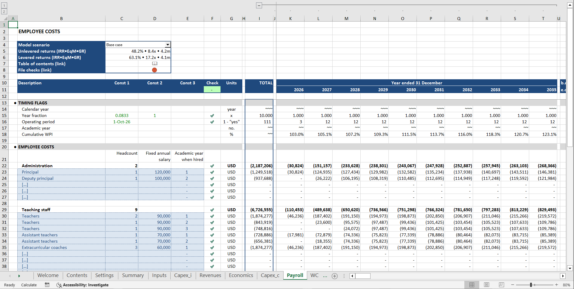 Private School Financial Model (Excel template (XLSX)) Preview Image