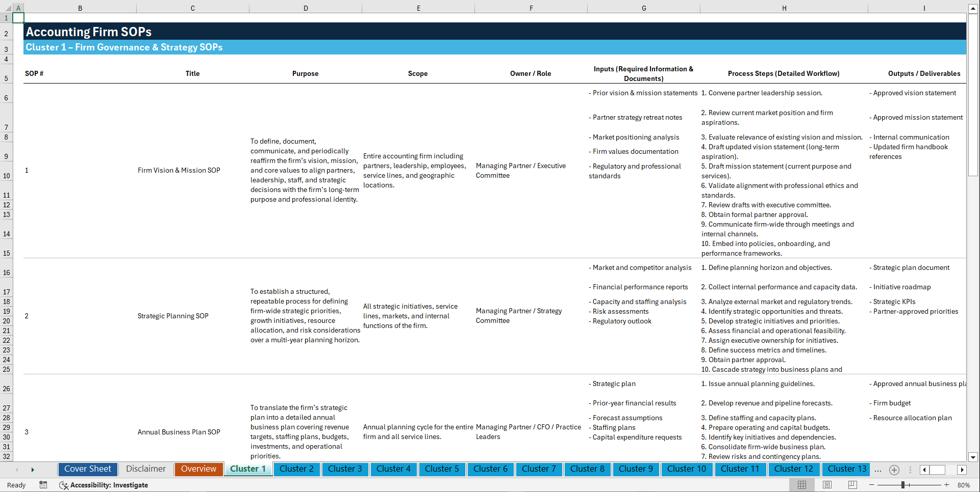 100+ Accounting Firm SOPs (Excel template (XLSX)) Preview Image