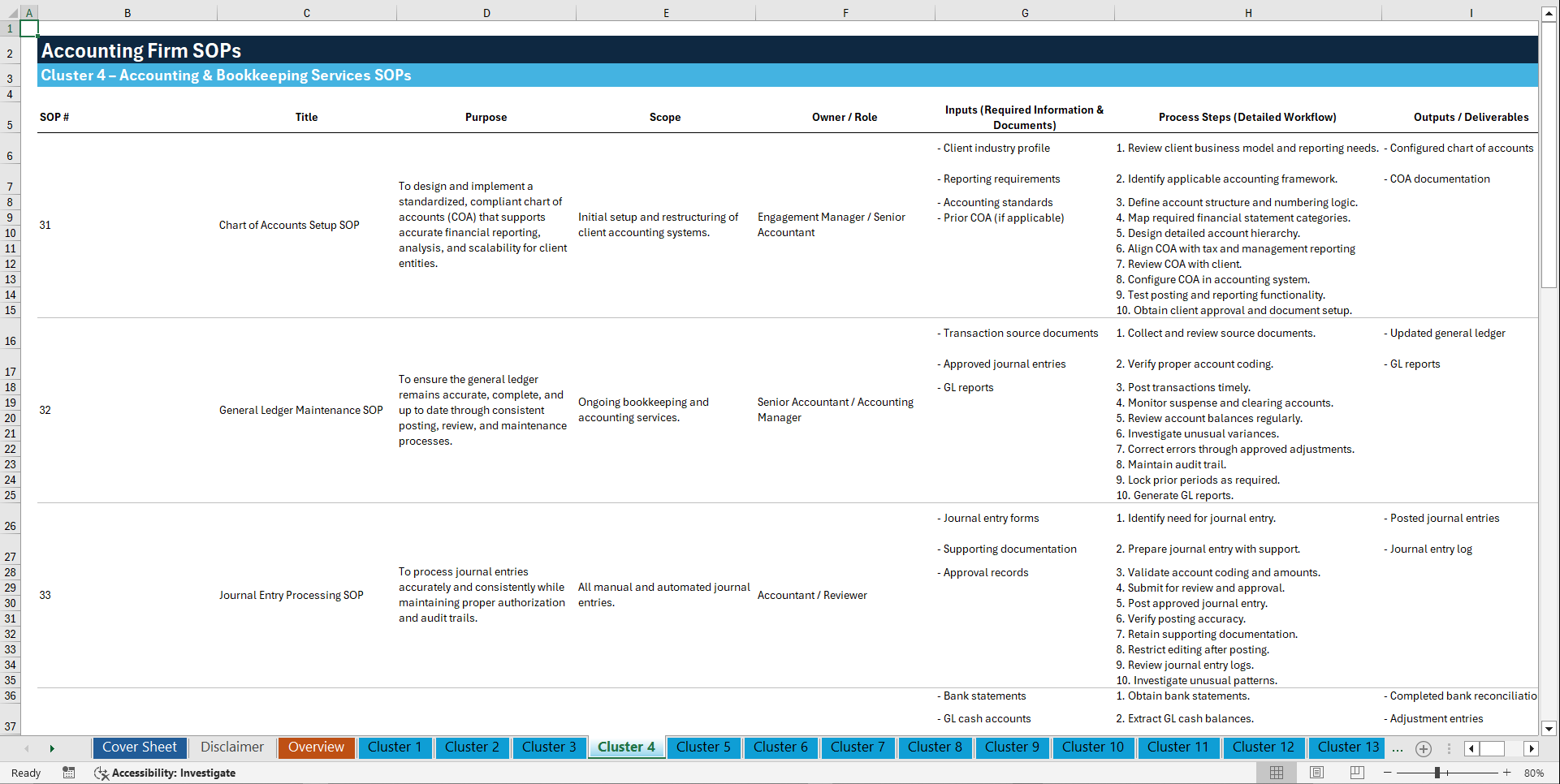 100+ Accounting Firm SOPs (Excel template (XLSX)) Preview Image