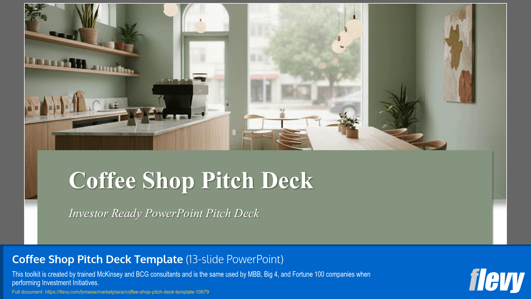 Coffee Shop Pitch Deck Template (13-slide PPT PowerPoint presentation slide deck (PPTX)) Preview Image