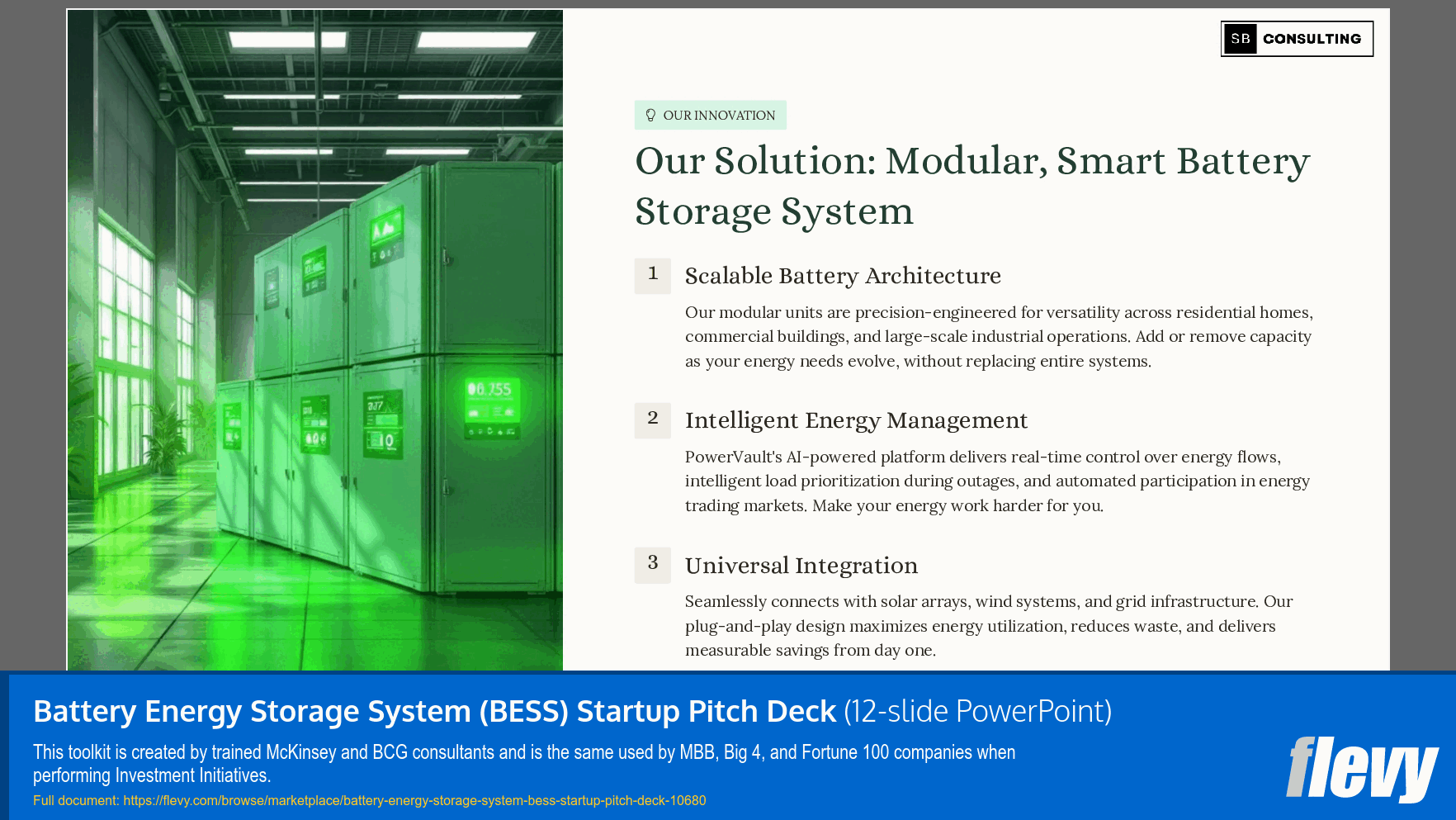 Battery Energy Storage System (BESS) Startup Pitch Deck (12-slide PPT PowerPoint presentation slide deck (PPTX)) Preview Image
