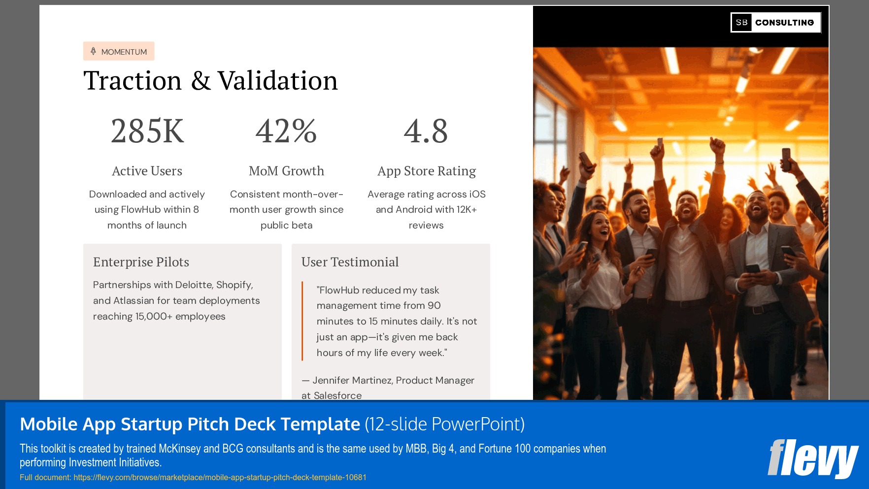 Mobile App Startup Pitch Deck Template (12-slide PPT PowerPoint presentation slide deck (PPTX)) Preview Image