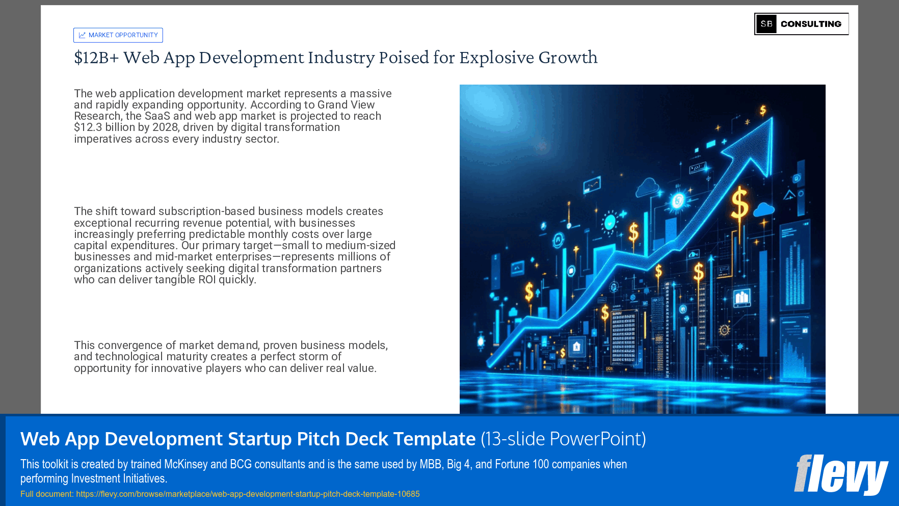 Web App Development Startup Pitch Deck Template (13-slide PPT PowerPoint presentation slide deck (PPTX)) Preview Image