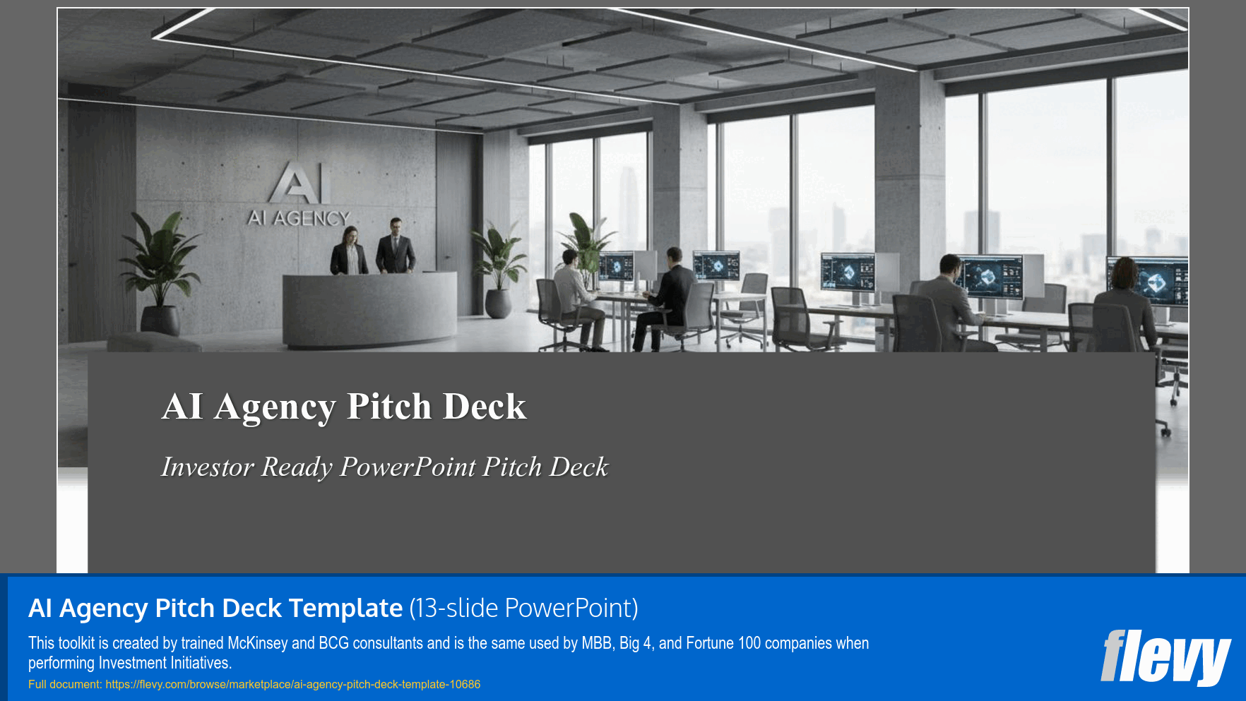 AI Agency Pitch Deck Template (13-slide PPT PowerPoint presentation slide deck (PPTX)) Preview Image