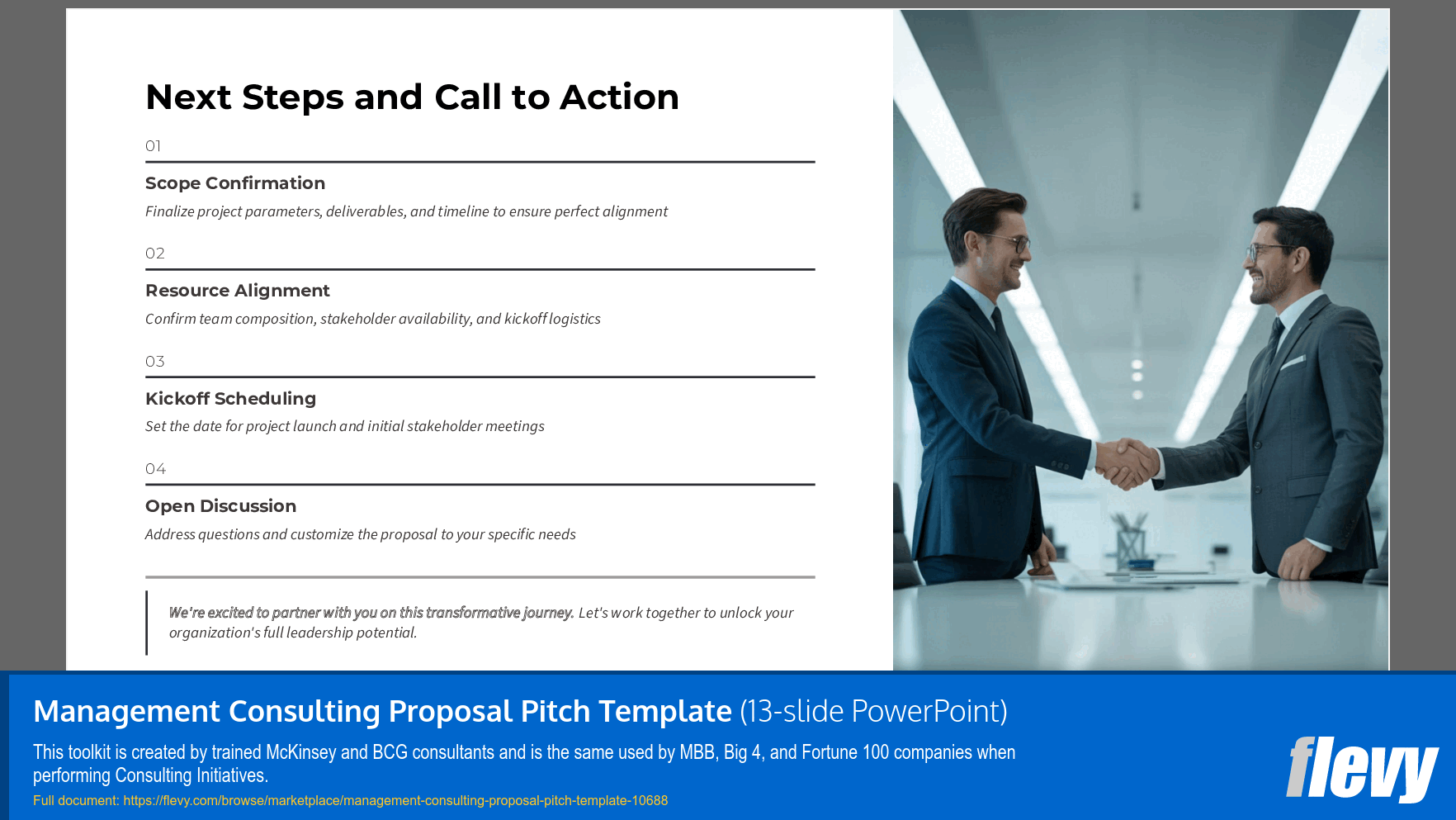 Management Consulting Proposal Pitch Template (13-slide PPT PowerPoint presentation slide deck (PPTX)) Preview Image