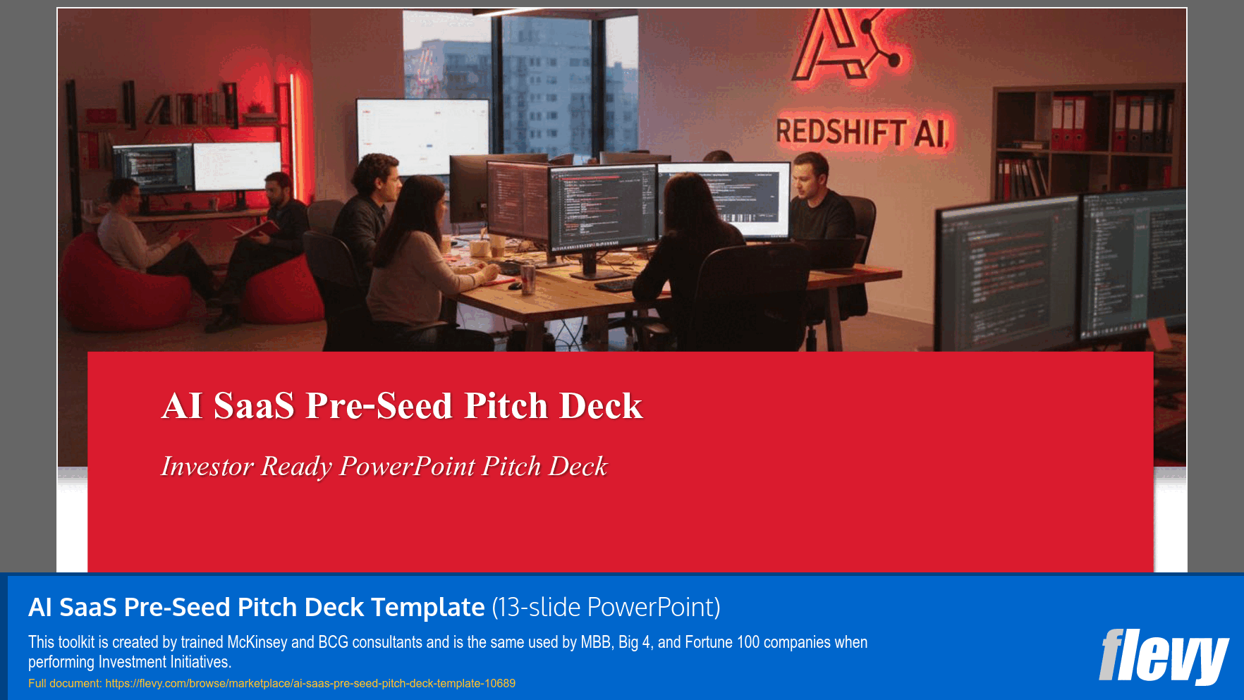 AI SaaS Pre-Seed Pitch Deck Template (13-slide PPT PowerPoint presentation slide deck (PPTX)) Preview Image