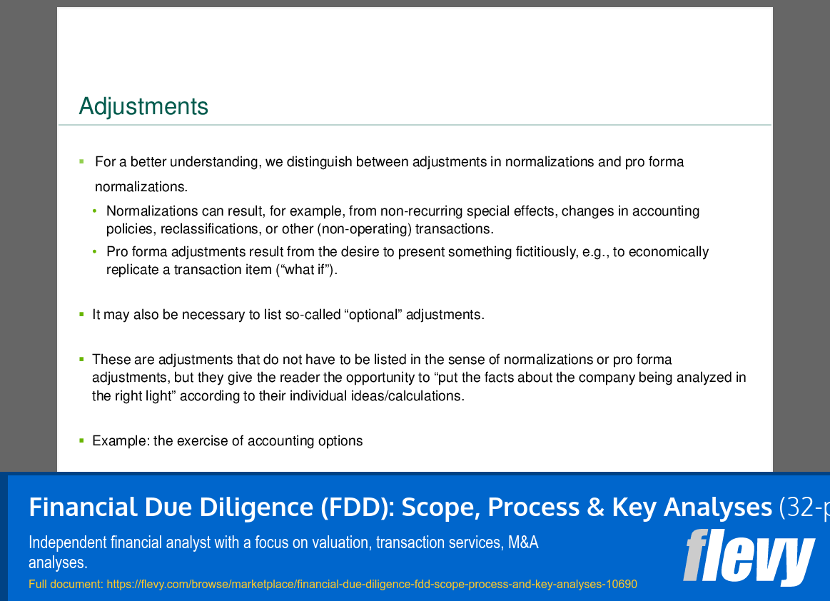 Financial Due Diligence (FDD): Scope, Process & Key Analyses (32-page PDF document) Preview Image