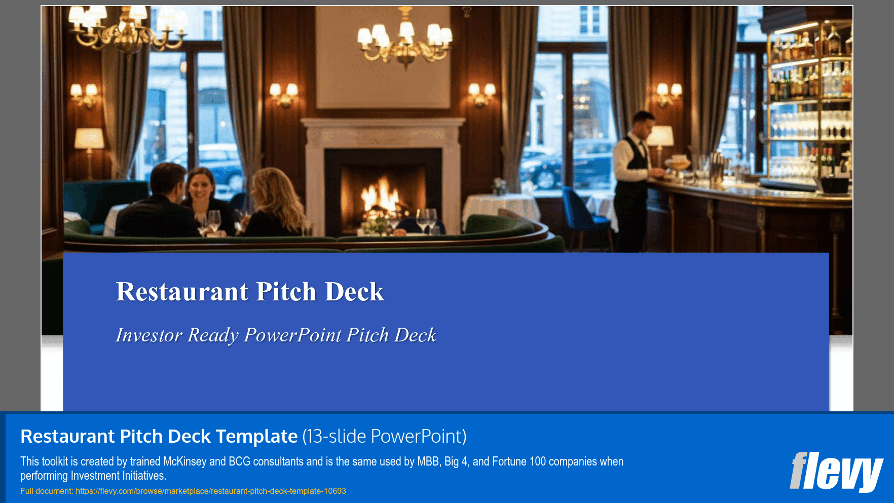 Restaurant Pitch Deck Template (13-slide PPT PowerPoint presentation slide deck (PPTX)) Preview Image