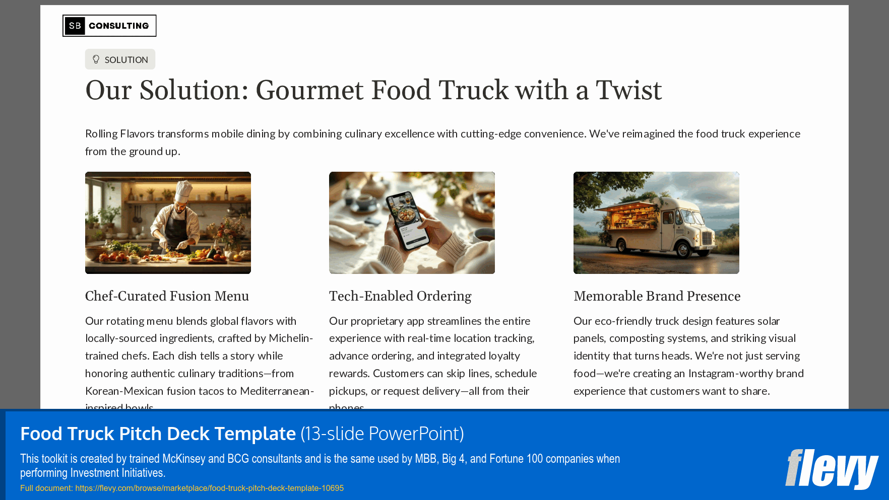 Food Truck Pitch Deck Template (13-slide PPT PowerPoint presentation slide deck (PPTX)) Preview Image