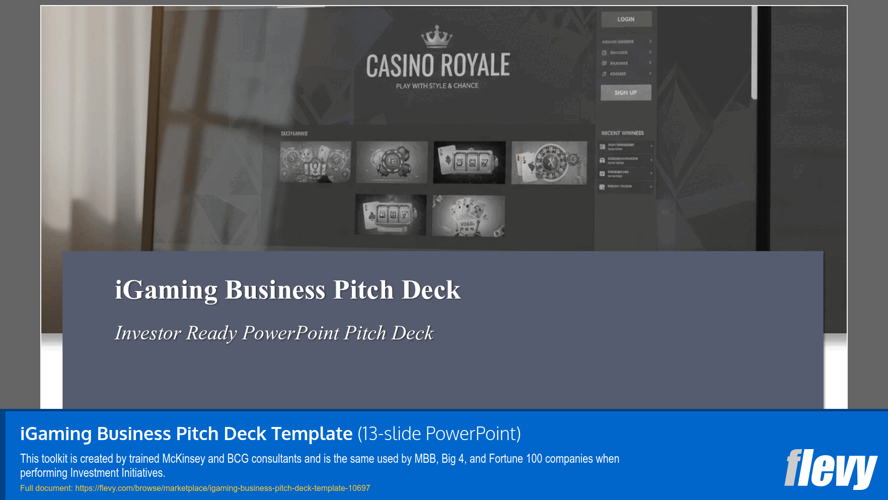 iGaming Business Pitch Deck Template (13-slide PPT PowerPoint presentation slide deck (PPTX)) Preview Image