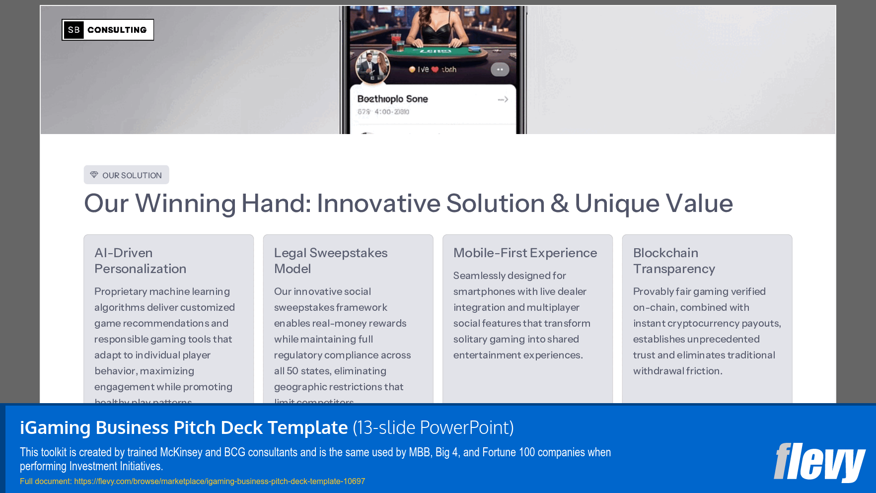 iGaming Business Pitch Deck Template (13-slide PPT PowerPoint presentation slide deck (PPTX)) Preview Image
