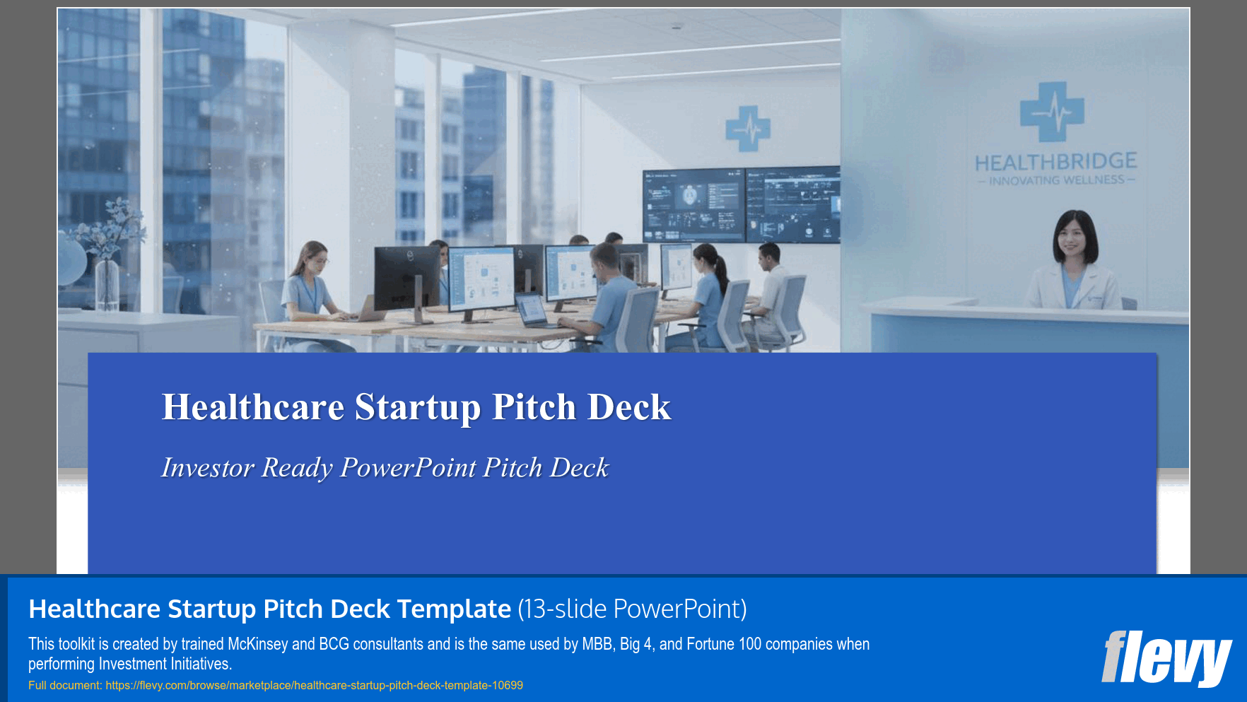 Healthcare Startup Pitch Deck Template (13-slide PPT PowerPoint presentation slide deck (PPTX)) Preview Image