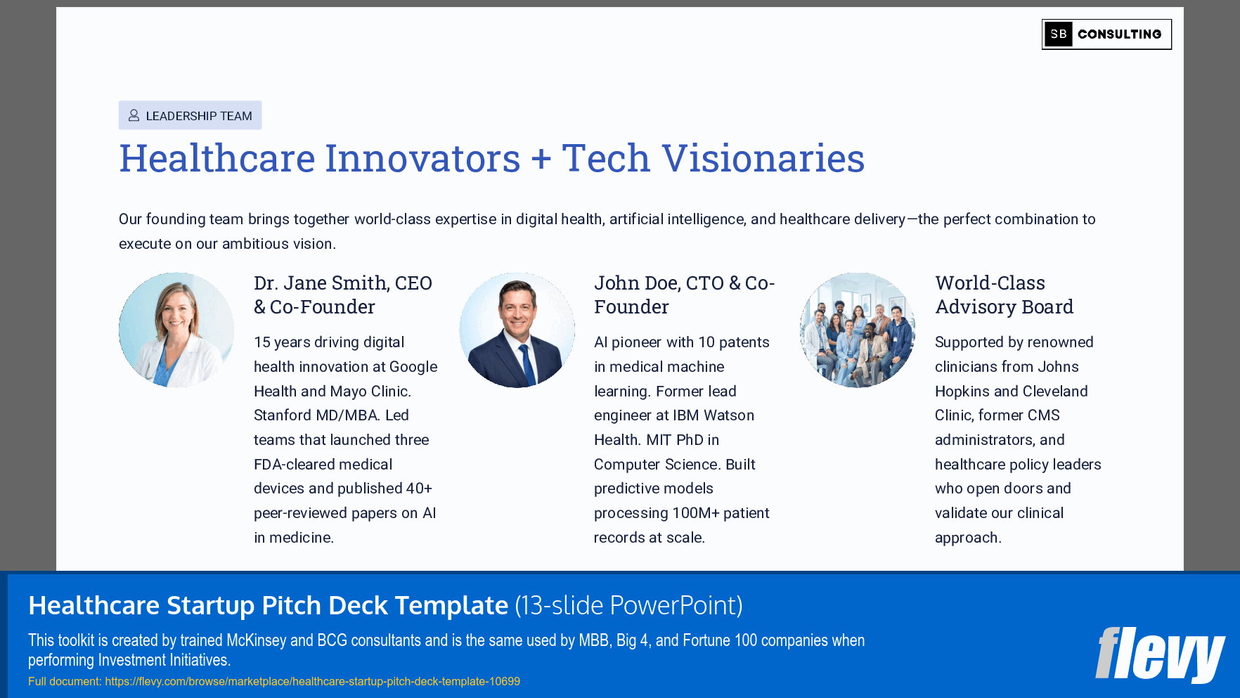 Healthcare Startup Pitch Deck Template (13-slide PPT PowerPoint presentation slide deck (PPTX)) Preview Image