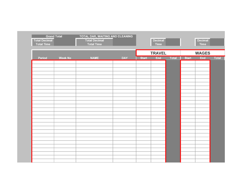 Personal Wages/Salary Calculator With Activity Diary And Travel Diary (Excel template (XLS)) Preview Image