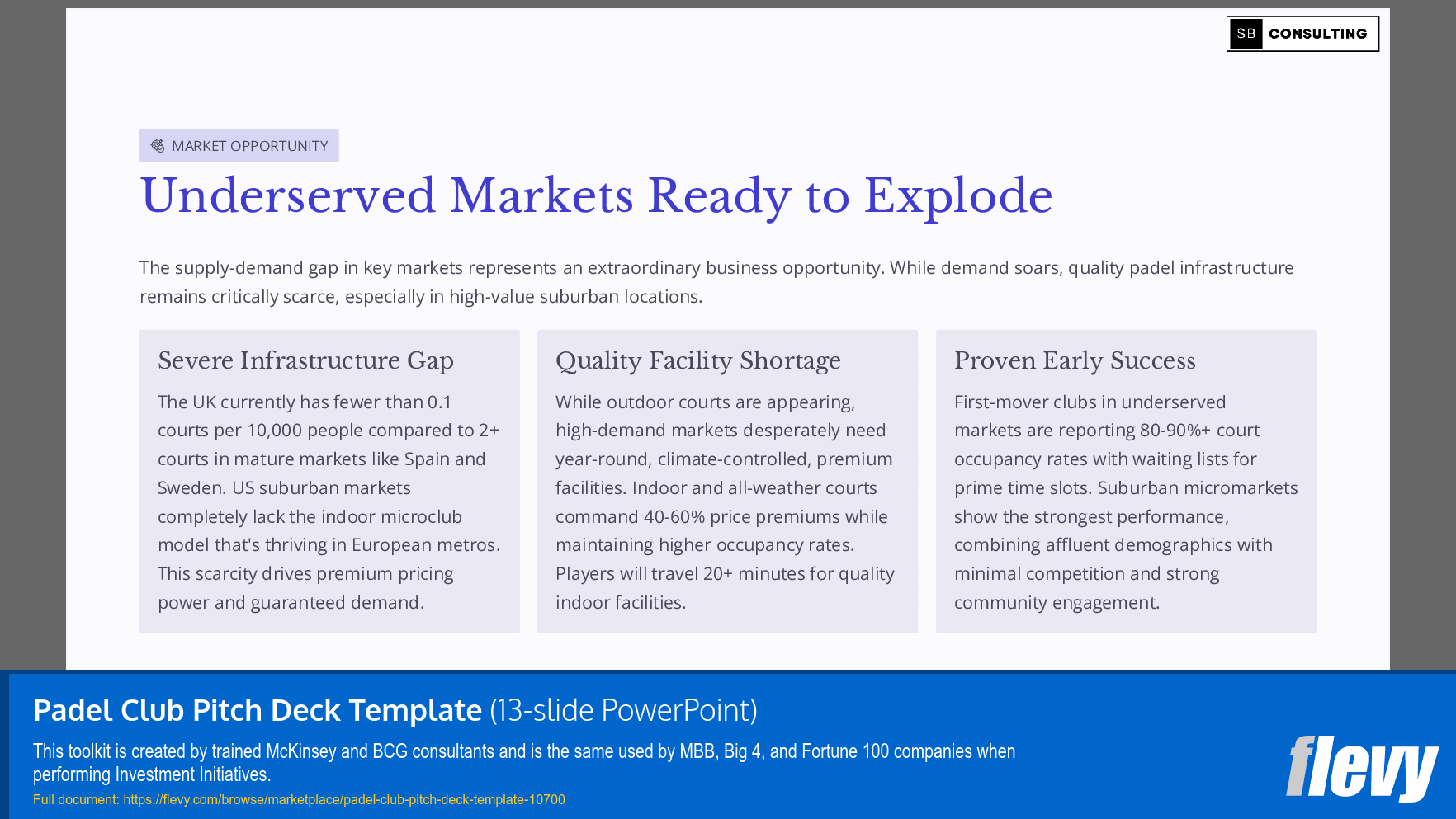 Padel Club Pitch Deck Template (13-slide PPT PowerPoint presentation slide deck (PPTX)) Preview Image