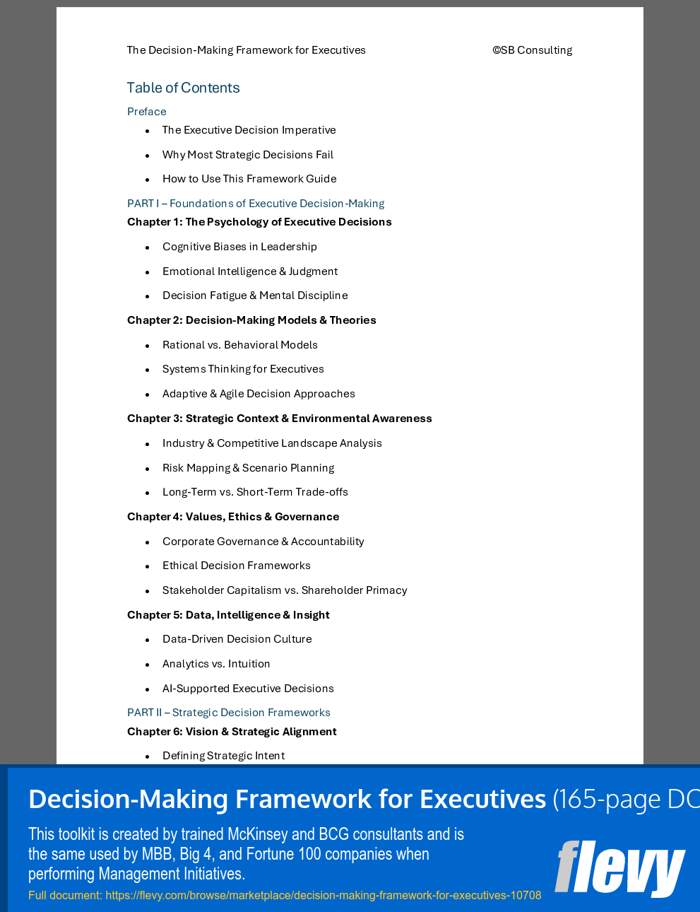 Decision-Making Framework for Executives (165-page Word document) Preview Image