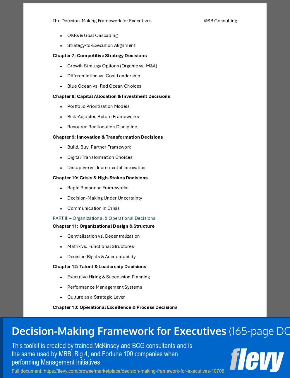 Decision-Making Framework for Executives (165-page Word document) Preview Image