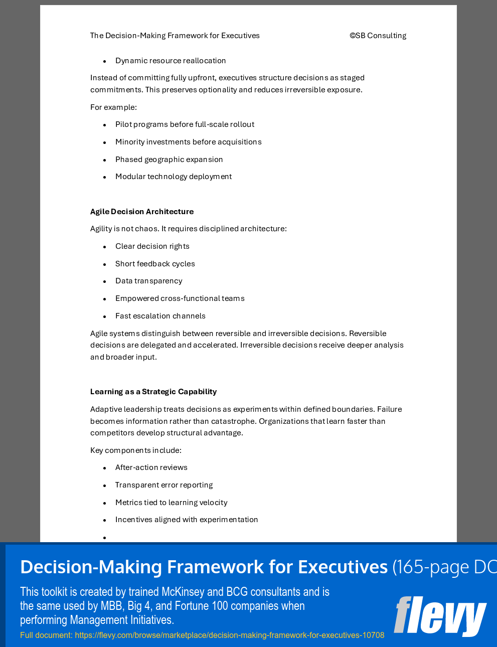 Decision-Making Framework for Executives (165-page Word document) Preview Image