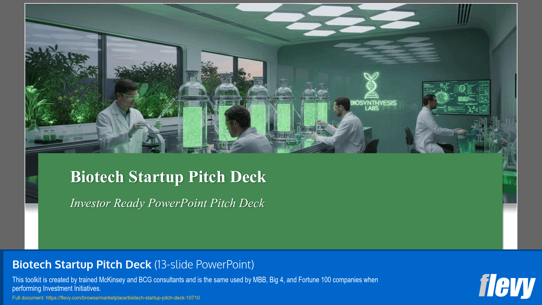 Biotech Startup Pitch Deck (13-slide PPT PowerPoint presentation slide deck (PPTX)) Preview Image