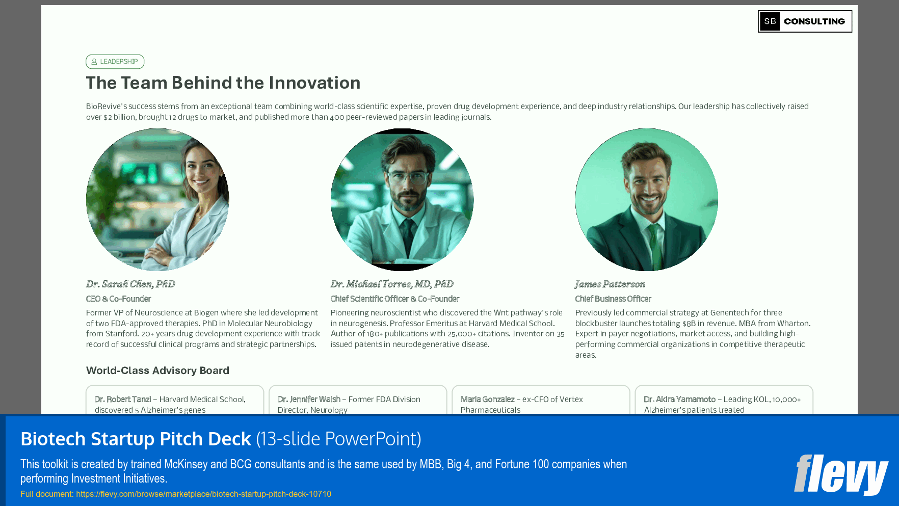 Biotech Startup Pitch Deck (13-slide PPT PowerPoint presentation slide deck (PPTX)) Preview Image