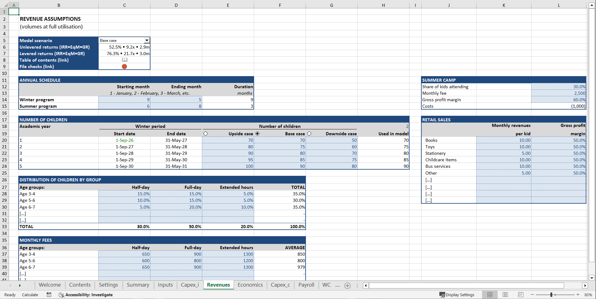 Private Kindergarten Financial Model (Excel template (XLSX)) Preview Image