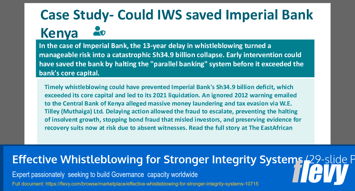 Effective Whistleblowing for Stronger Integrity Systems (29-slide PPT PowerPoint presentation slide deck (PPTX)) Preview Image