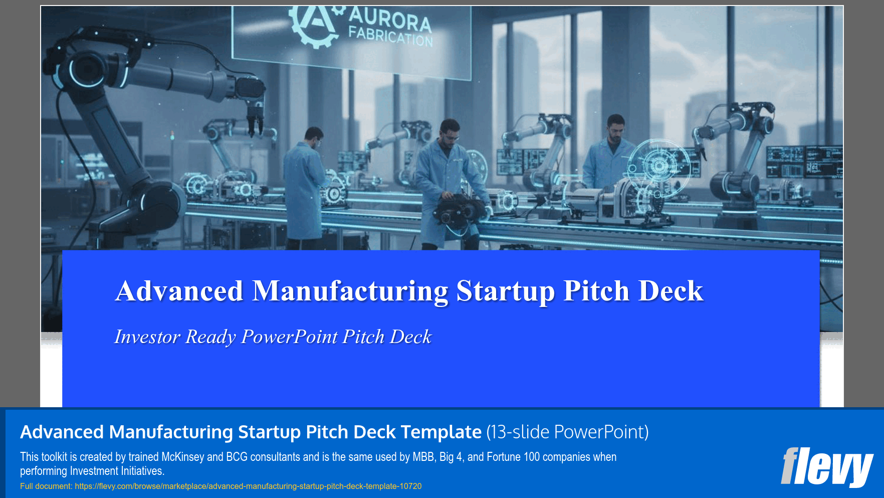 Advanced Manufacturing Startup Pitch Deck Template (13-slide PPT PowerPoint presentation slide deck (PPTX)) Preview Image