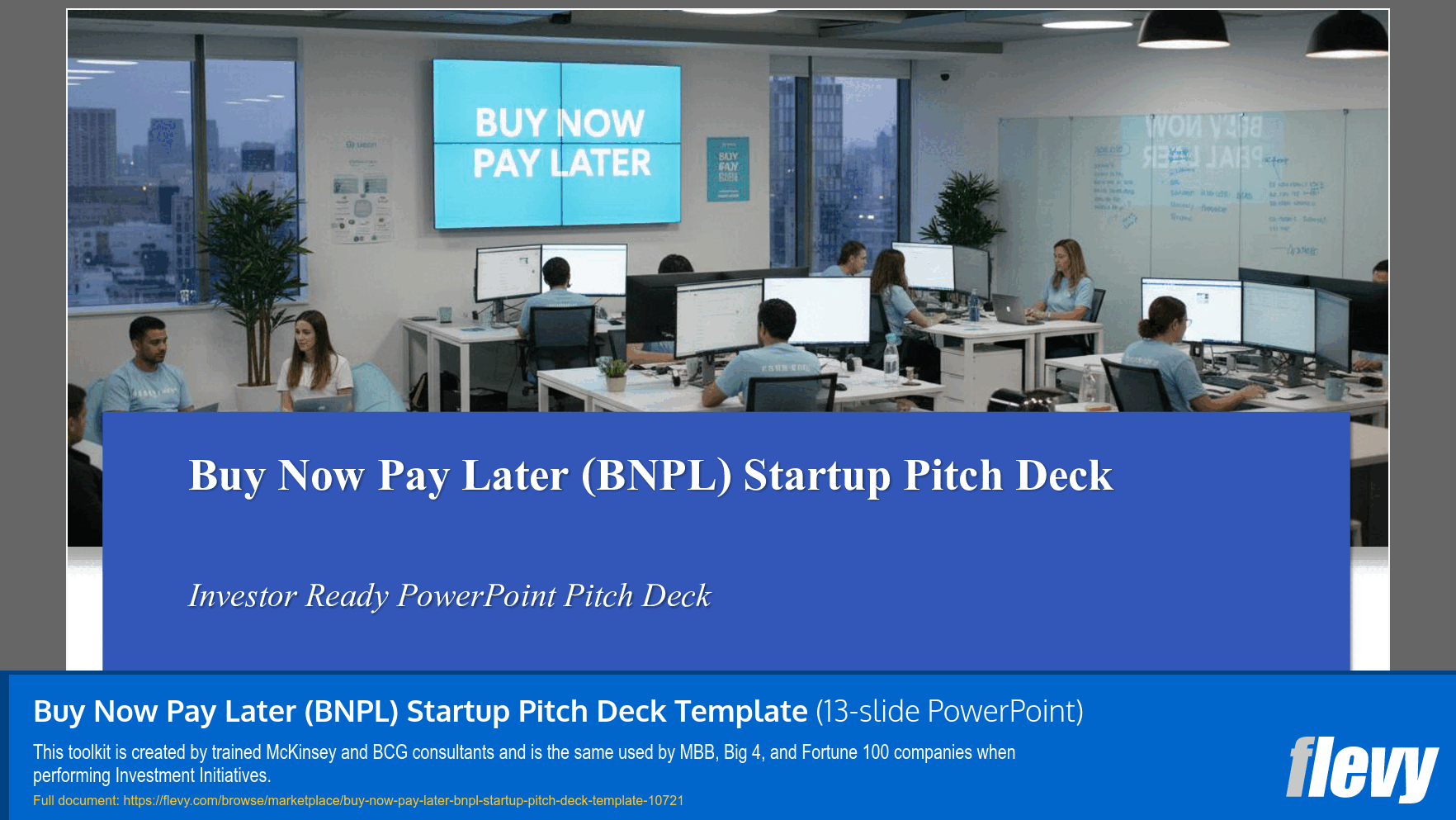 Buy Now Pay Later (BNPL) Startup Pitch Deck Template (13-slide PPT PowerPoint presentation slide deck (PPTX)) Preview Image