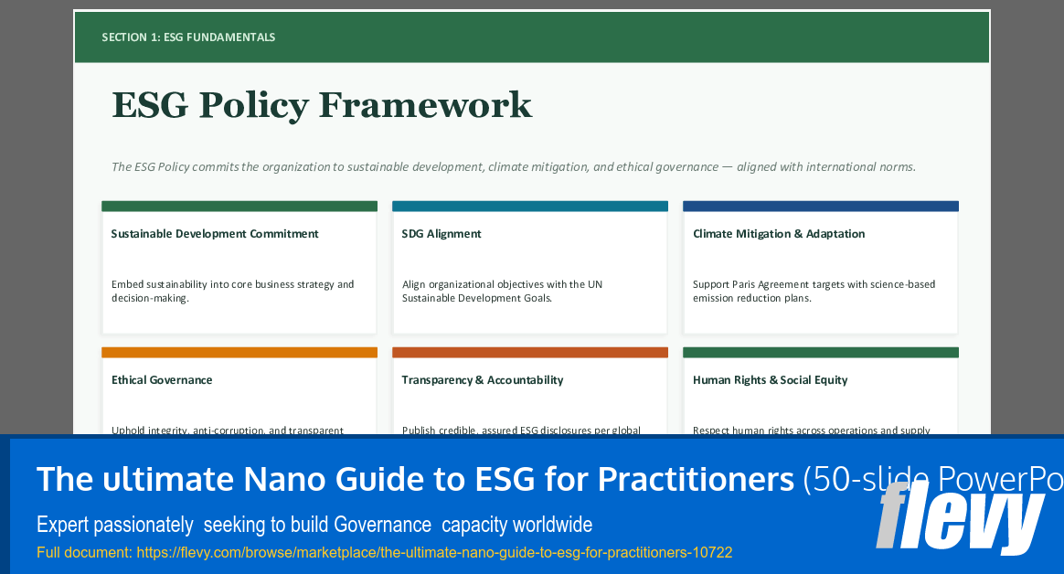 Ultimate Nano Guide to ESG for Practitioners (50-slide PPT PowerPoint presentation slide deck (PPTX)) Preview Image