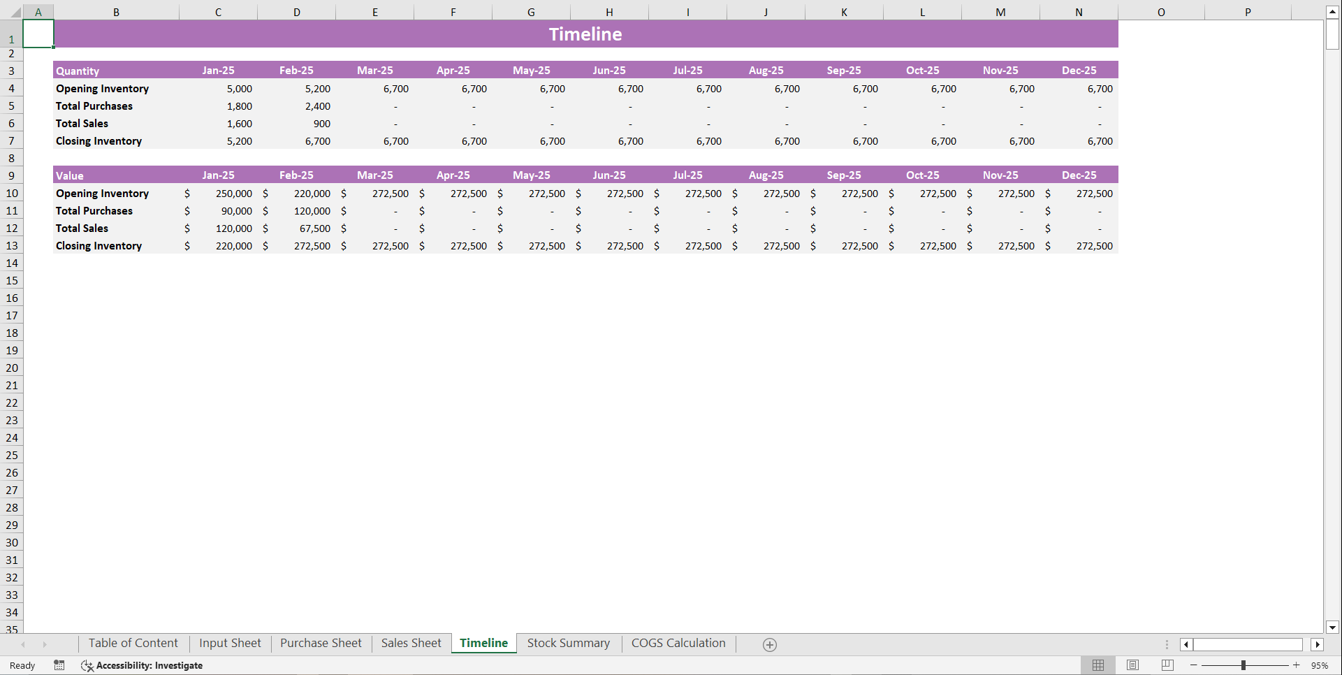 Inventory and COGS Financial Tool (Excel template (XLSX)) Preview Image