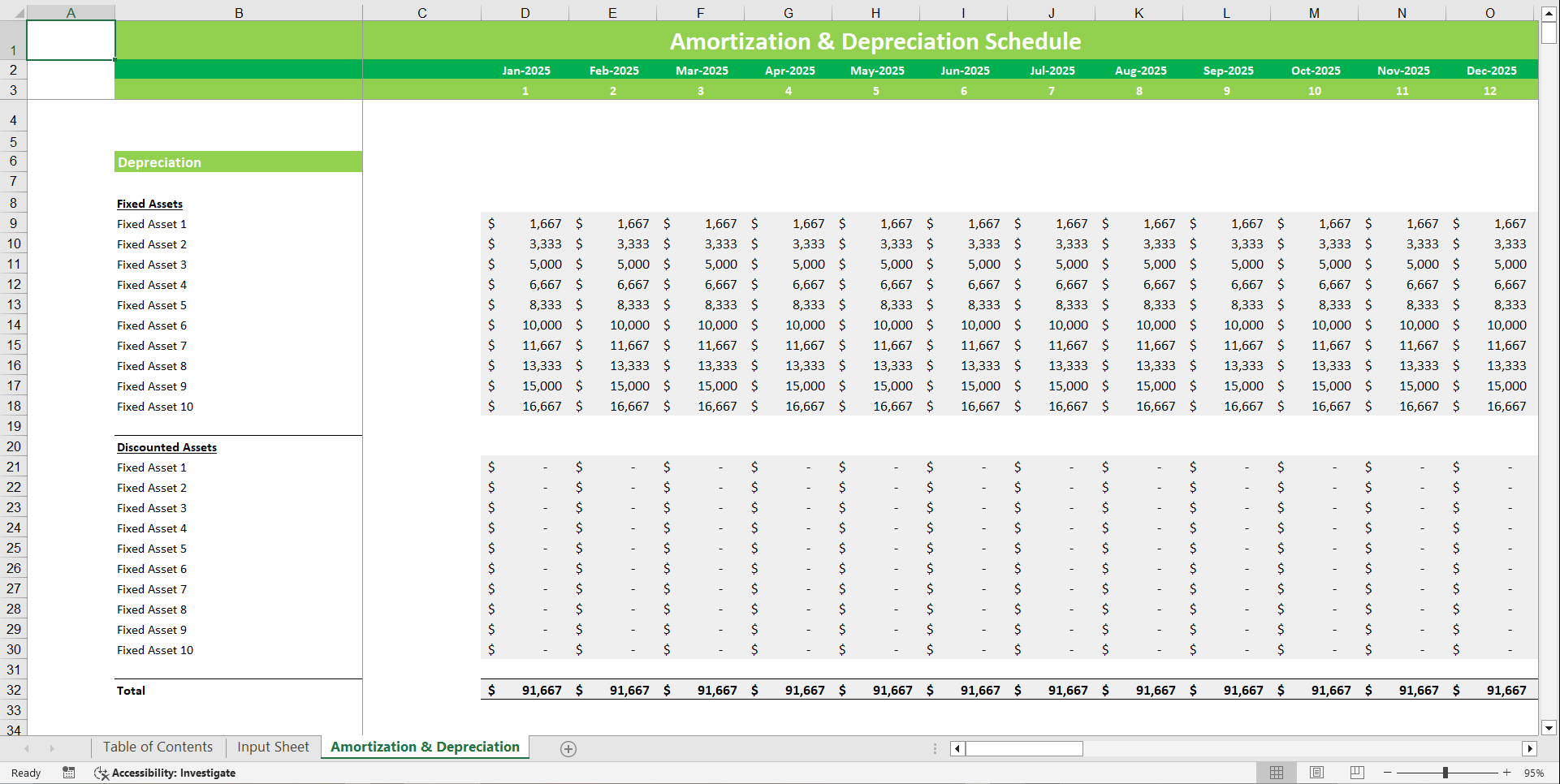 Amortization and Depreciation Schedule Financial Tool (Excel template (XLSX)) Preview Image