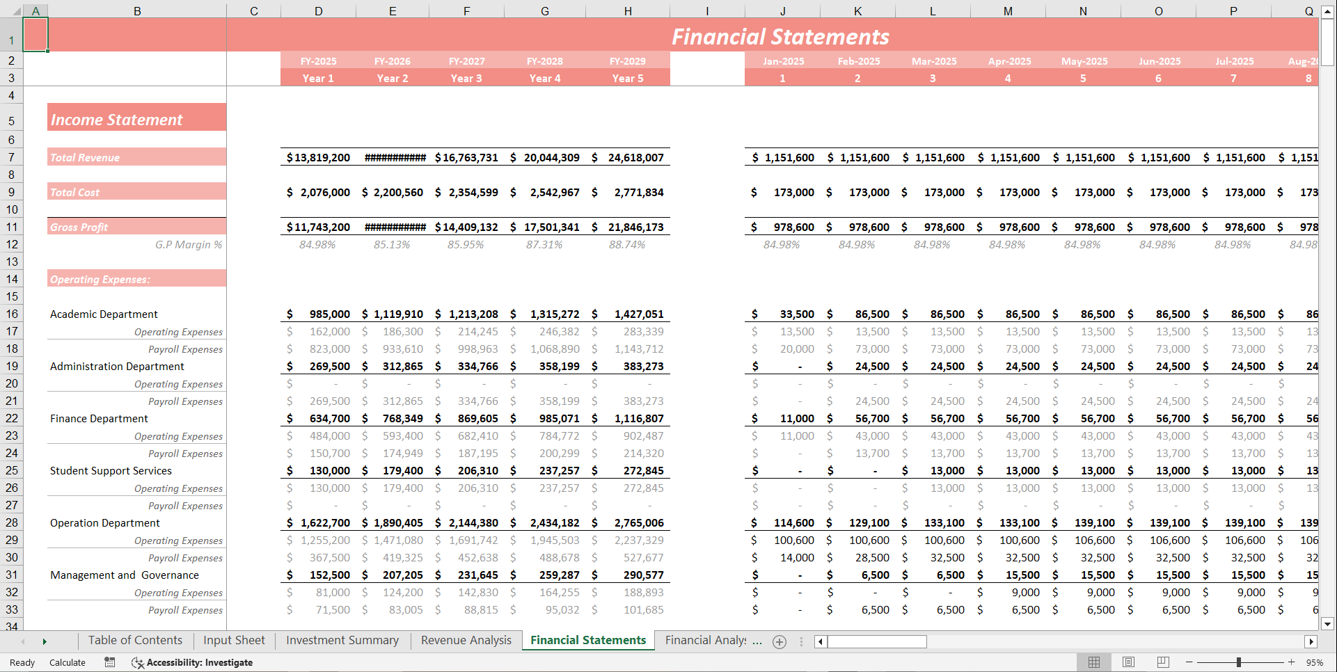 Private School Financial Model Template (Excel template (XLSX)) Preview Image
