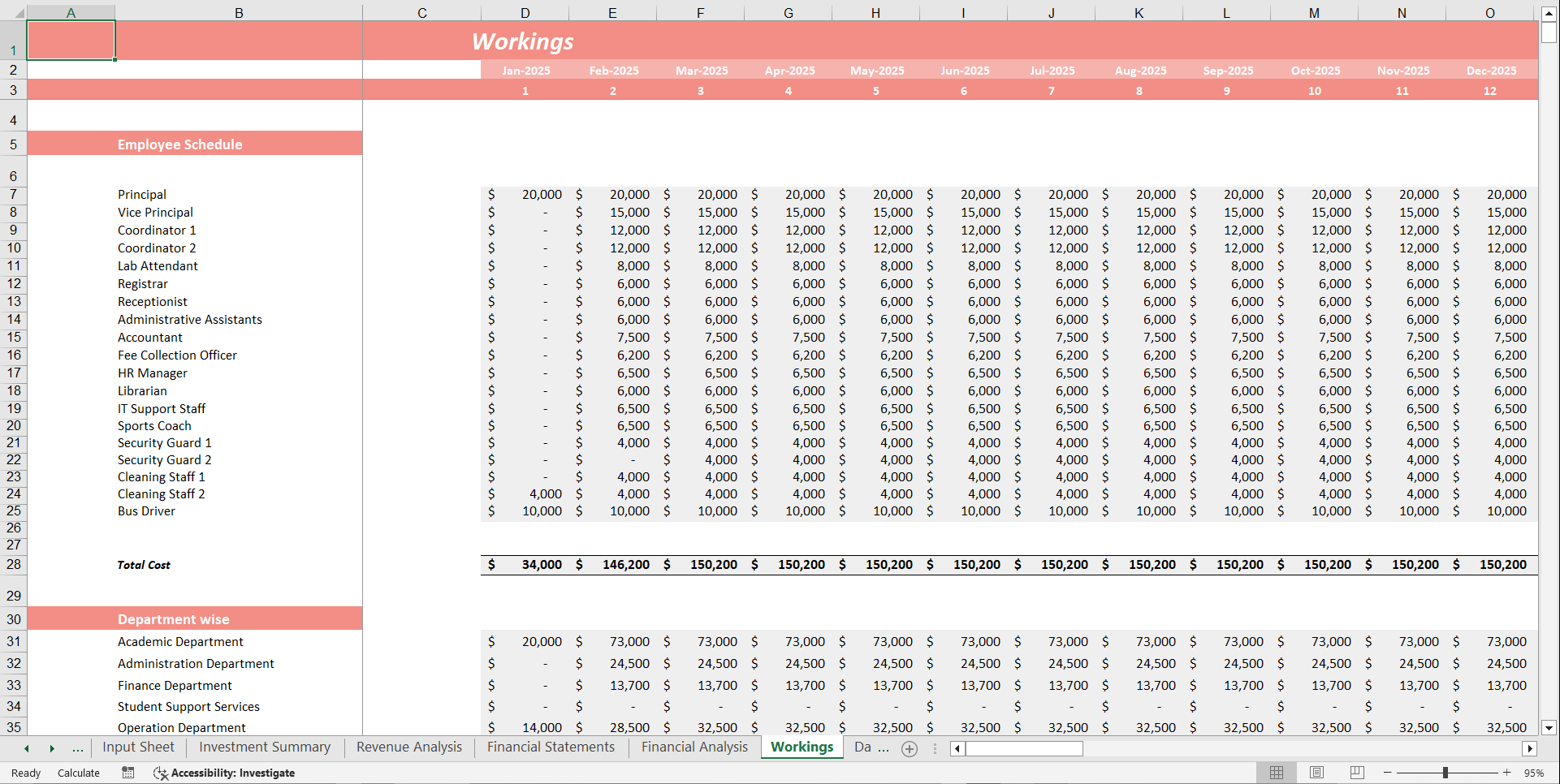 Private School Financial Model Template (Excel template (XLSX)) Preview Image