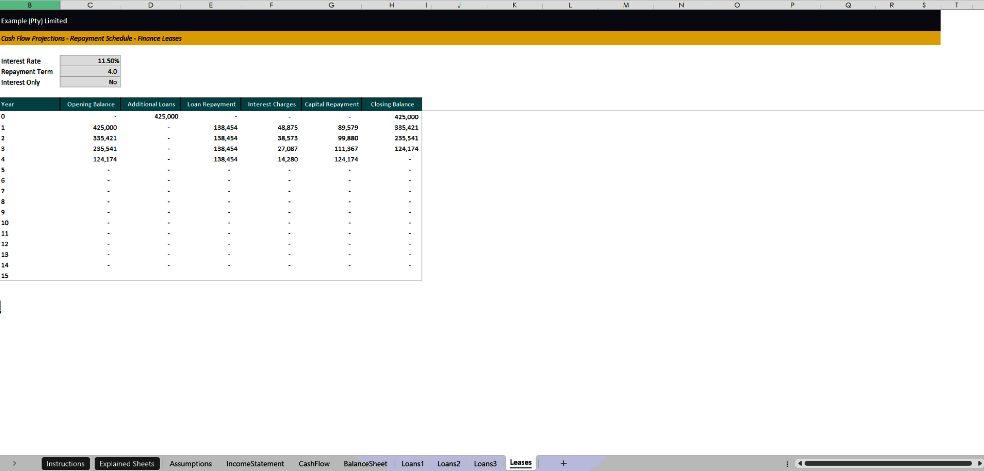 Annual Cash Flow Projection Template (Excel template (XLSX)) Preview Image
