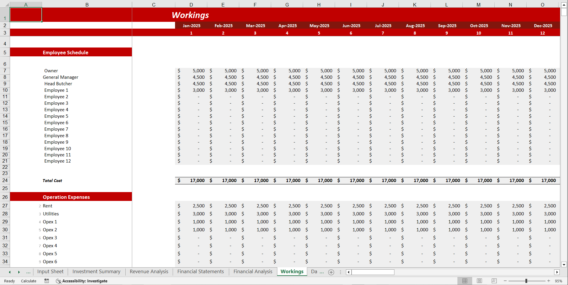Meat Shop Financial Model Template (Excel template (XLSX)) Preview Image