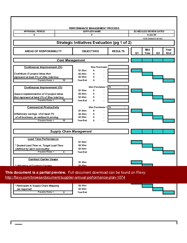 This is a partial preview of Supplier Annual Performance Plan (Excel workbook (XLS)). 
