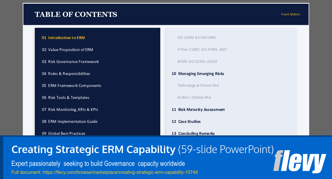 Creating Strategic ERM Capability (59-slide PPT PowerPoint presentation slide deck (PPTX)) Preview Image