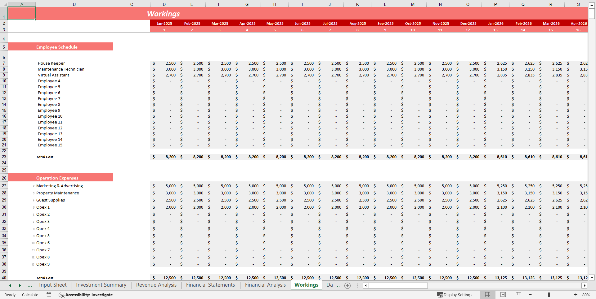 Airbnb Financial Model Template (Excel template (XLSX)) Preview Image