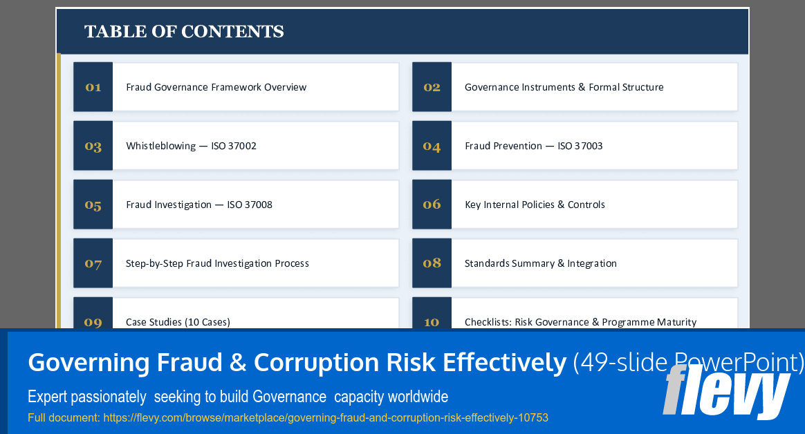 Governing Fraud & Corruption Risk Effectively (49-slide PPT PowerPoint presentation slide deck (PPTX)) Preview Image