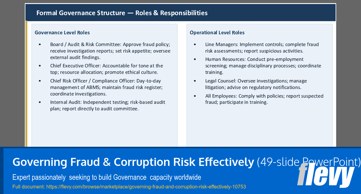 Governing Fraud & Corruption Risk Effectively (49-slide PPT PowerPoint presentation slide deck (PPTX)) Preview Image