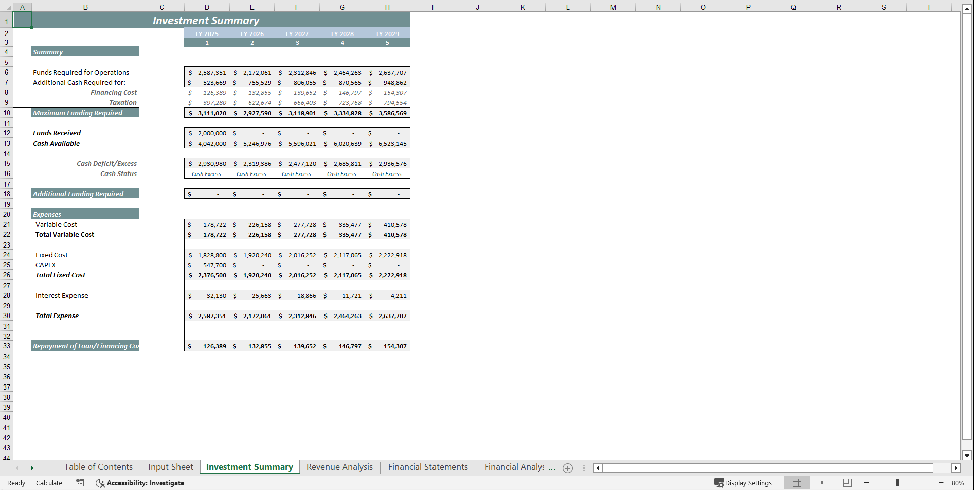 Real Estate Service Financial Model Template (Excel template (XLSX)) Preview Image