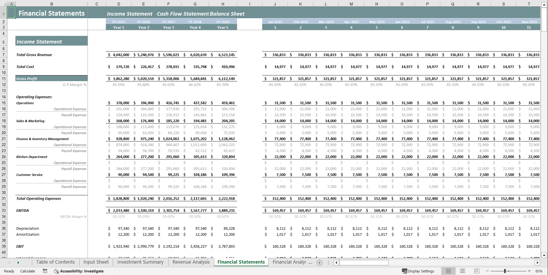 Real Estate Service Financial Model Template (Excel template (XLSX)) Preview Image