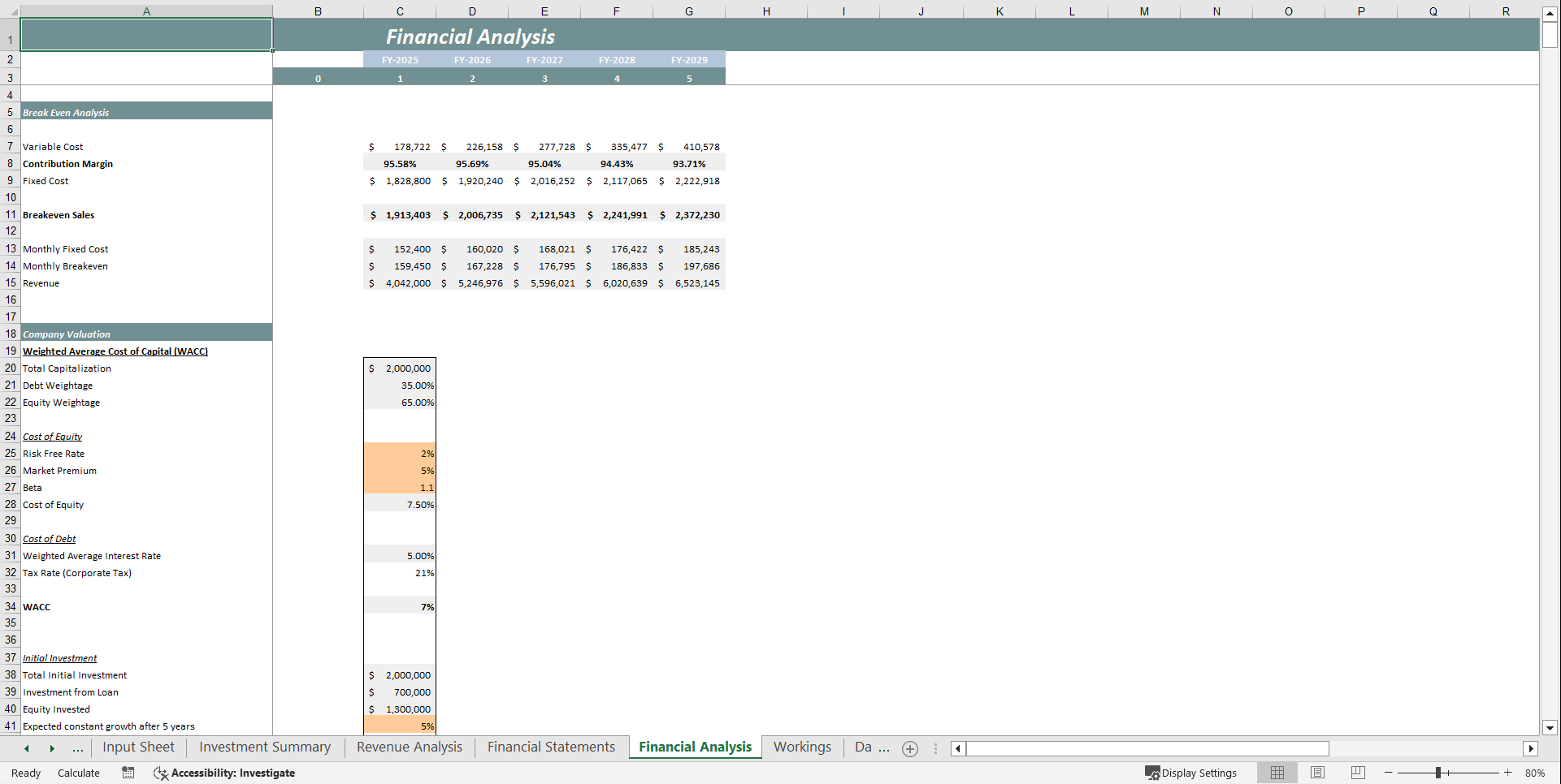 Real Estate Service Financial Model Template (Excel template (XLSX)) Preview Image