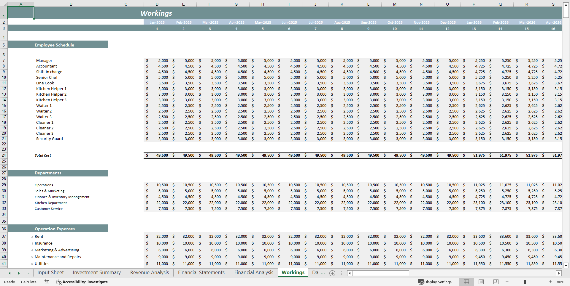 Real Estate Service Financial Model Template (Excel template (XLSX)) Preview Image