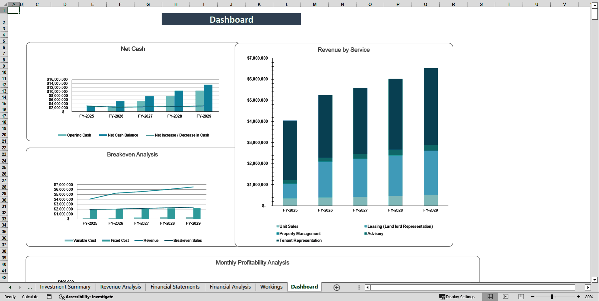 Real Estate Service Financial Model Template (Excel template (XLSX)) Preview Image