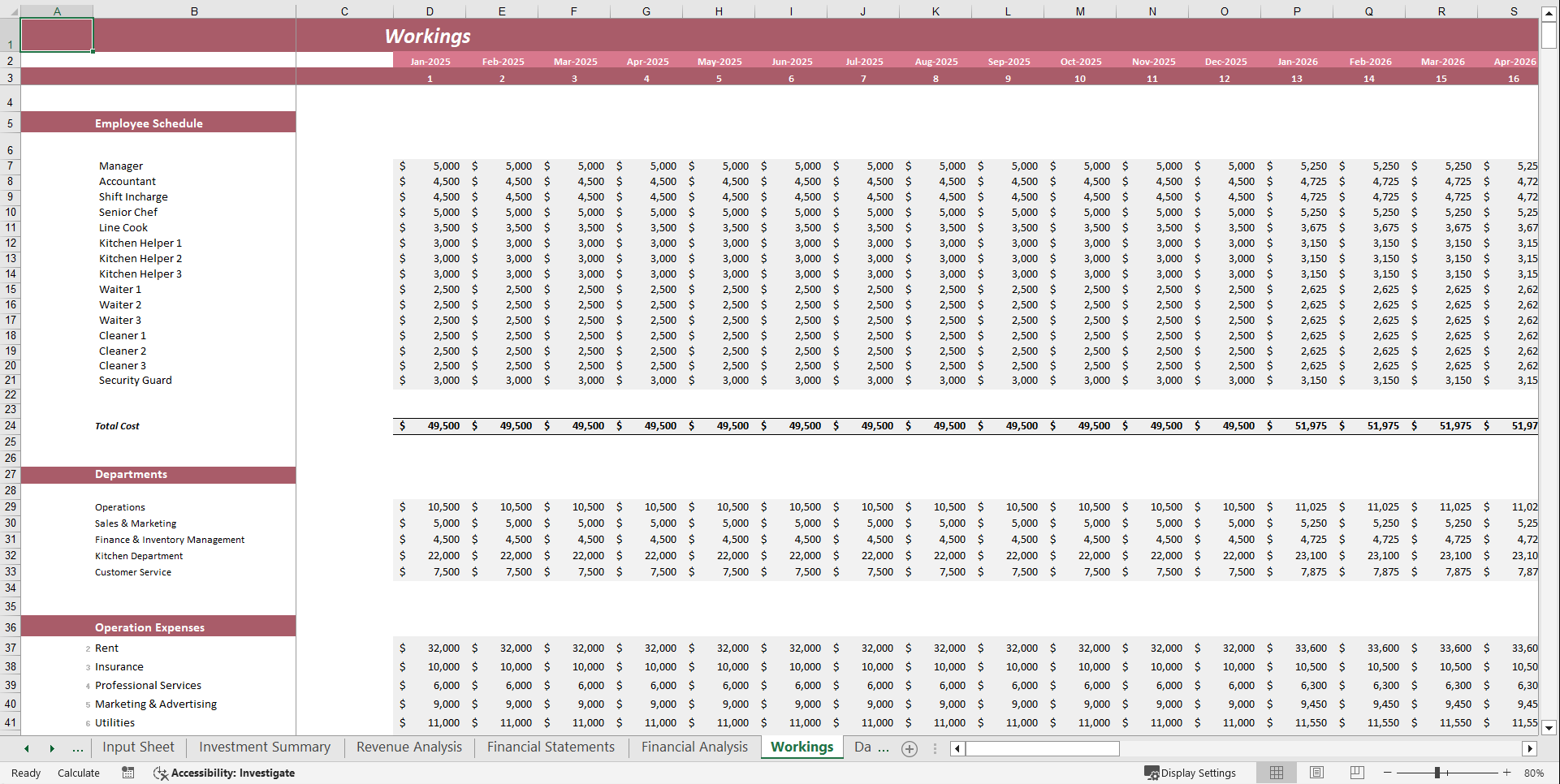 Fast Food Restaurant Financial Model Template (Excel template (XLSX)) Preview Image